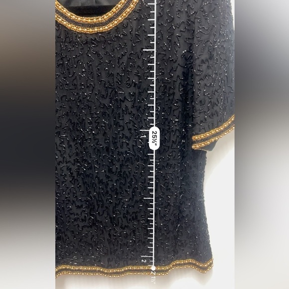 Stenay Stunning 1980s Vintage Beaded 100% Silk Top with Back Zipper size PL - Picture 11 of 13